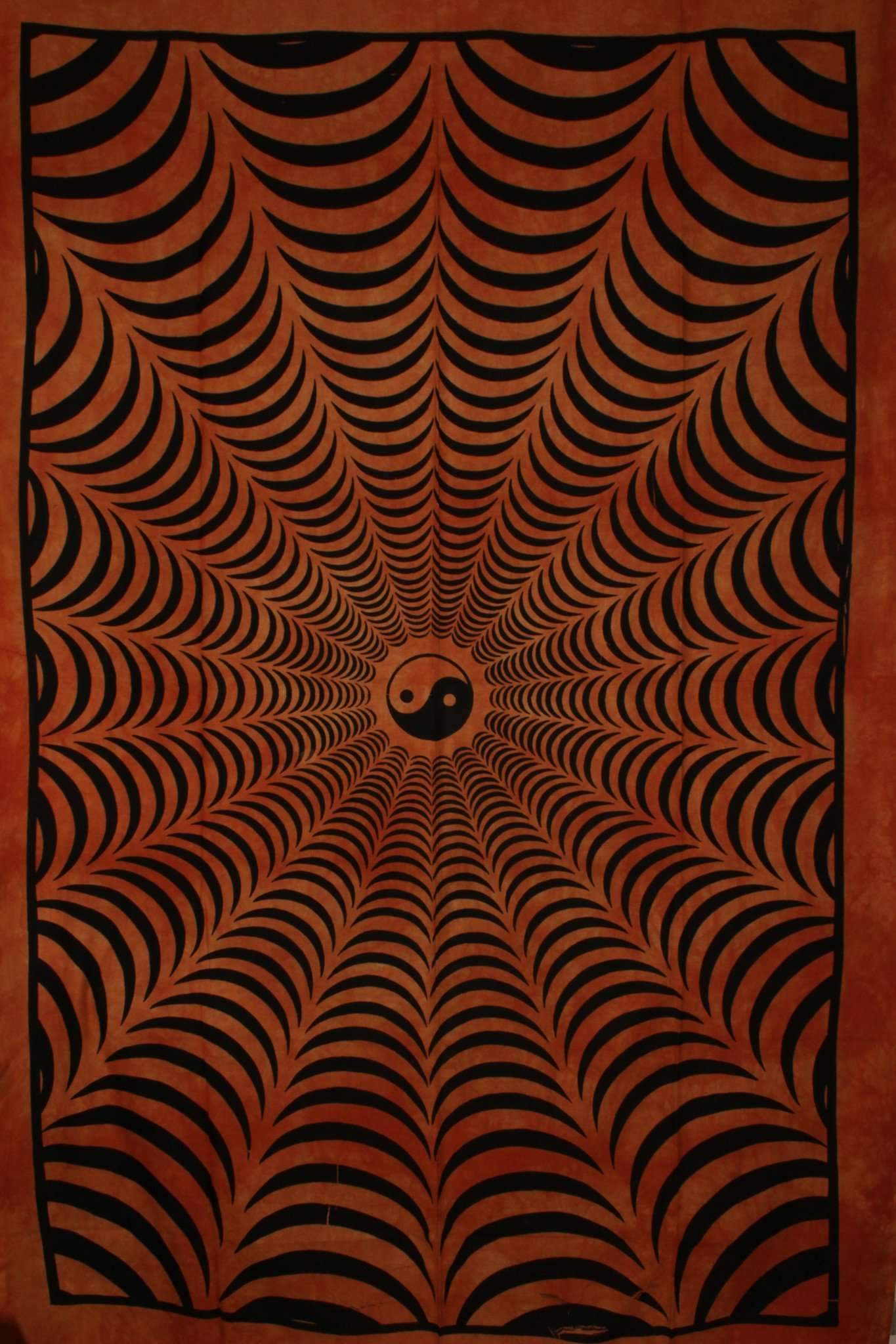 Saffron Yin Yang 3D Hand-loom Style Tapestry