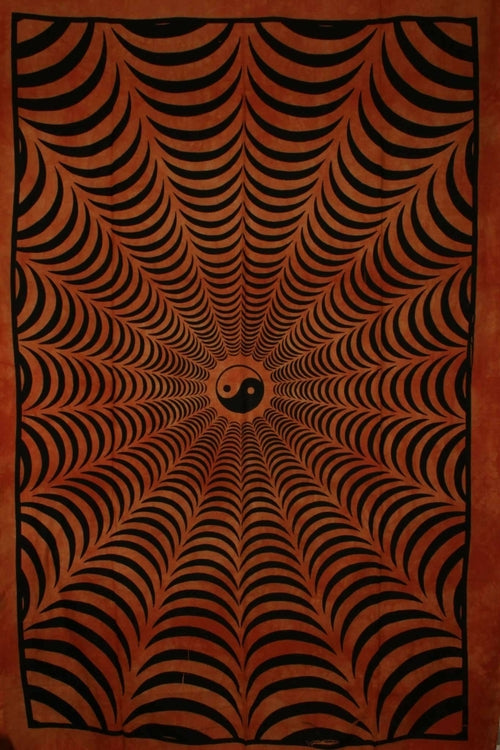 Saffron Yin Yang 3D Hand-loom Style Tapestry