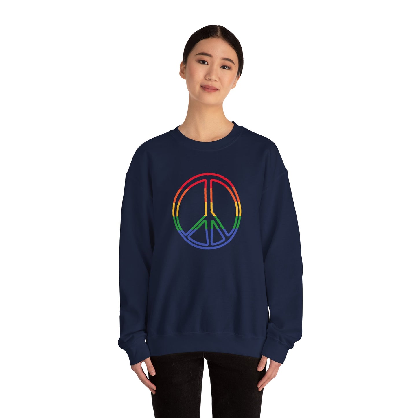 Drawing of Rainbow Peace Sign Sweatshirt