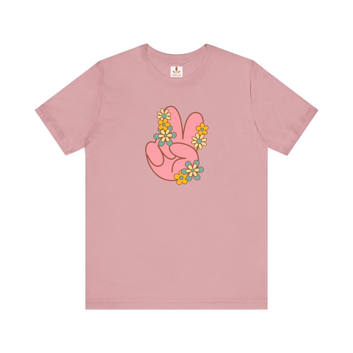 Peace Hand Sign with Flowers T-shirt