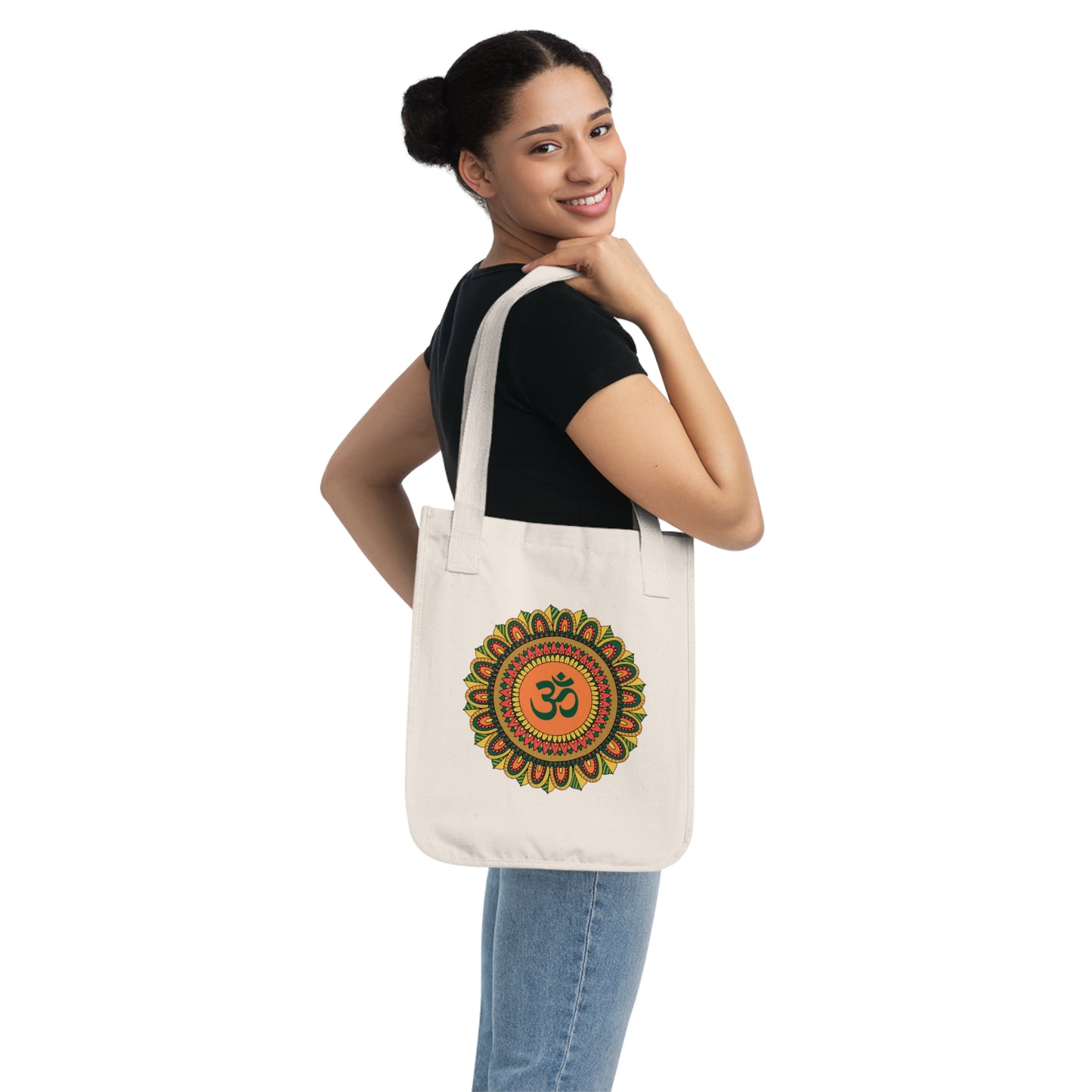 Om Multicolor Mandala Organic Canvas Tote Bag