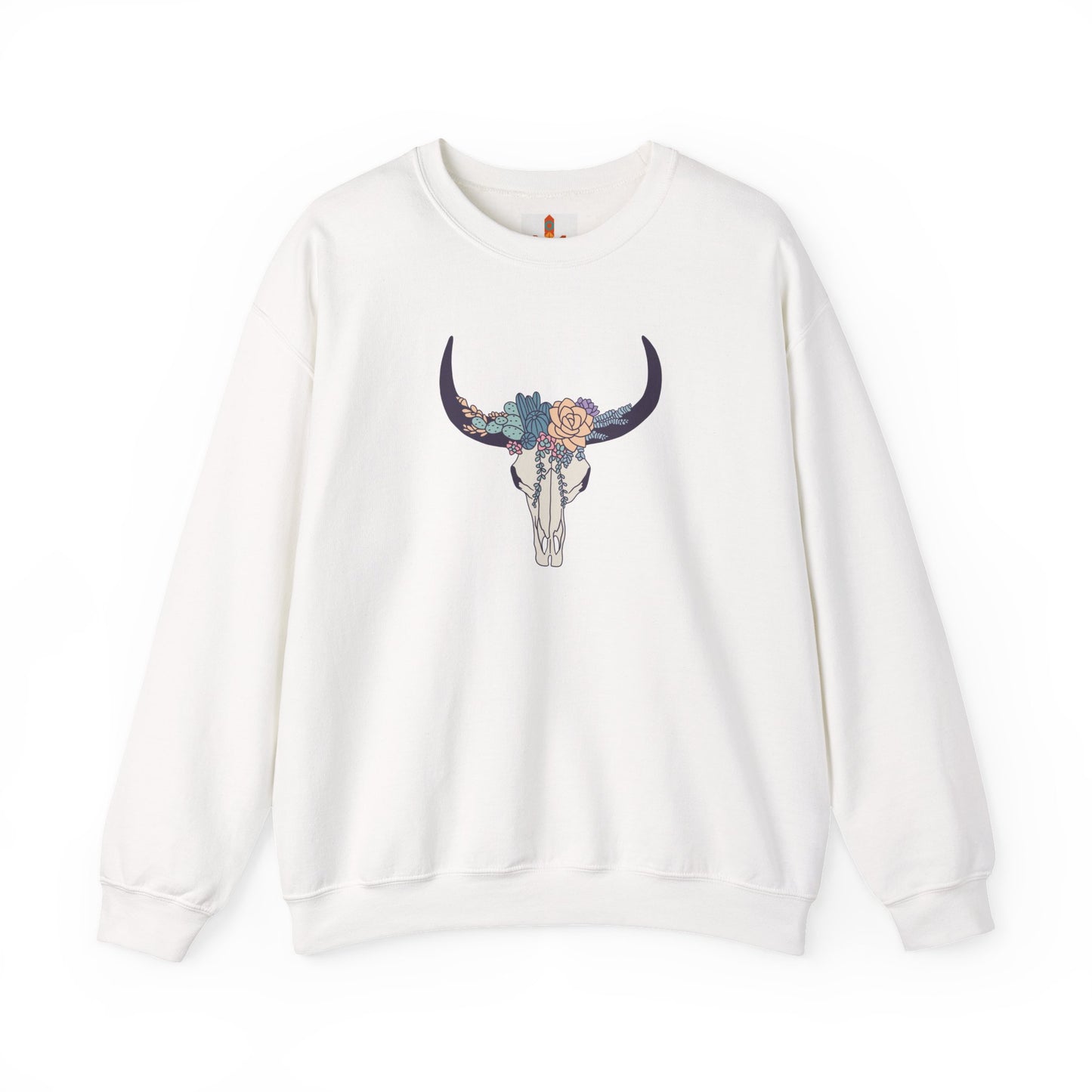Buffalo Skull with Flowers Sweatshirt