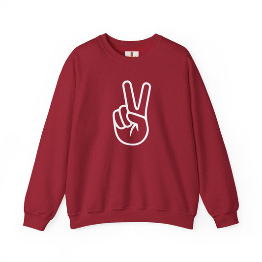 White Simple Peace Hand Sign Sweatshirt