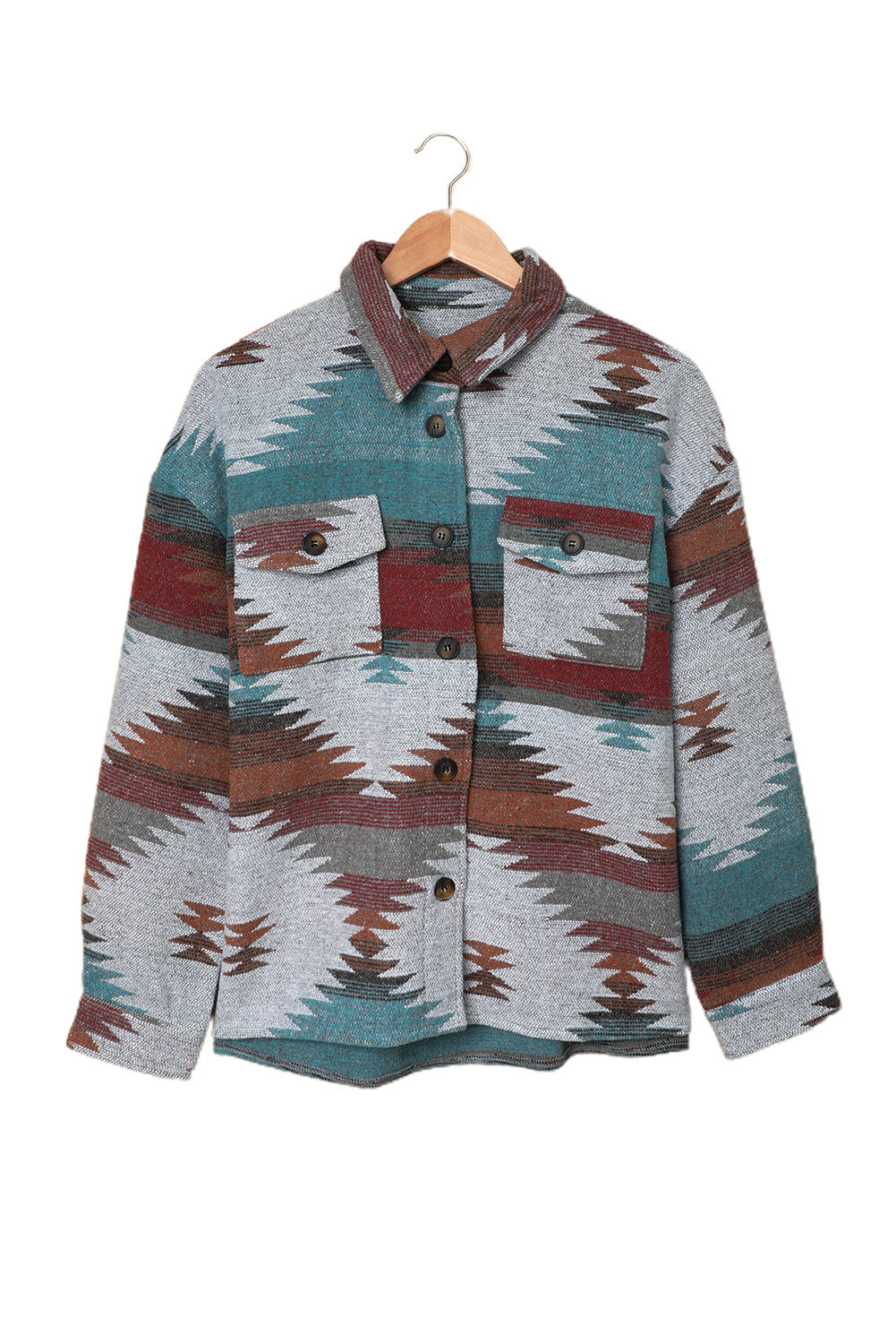 Multicolor Aztec Print Boho Jacket – Vibrant Boho Style with Cultural Flair