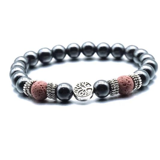 Pink Tree of Life Lava Stone Bracelet