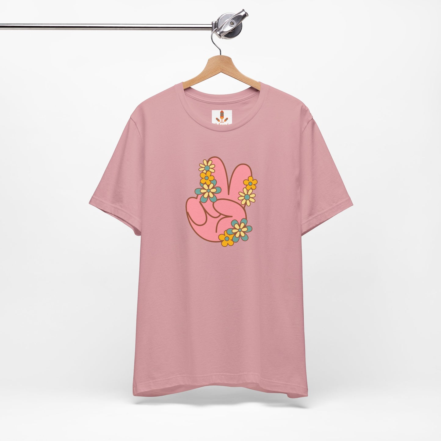 Peace Hand Sign with Flowers T-shirt