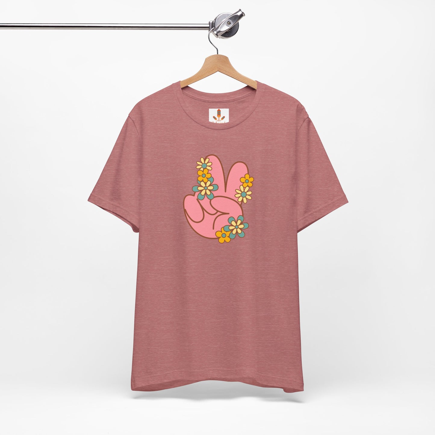 Peace Hand Sign with Flowers T-shirt
