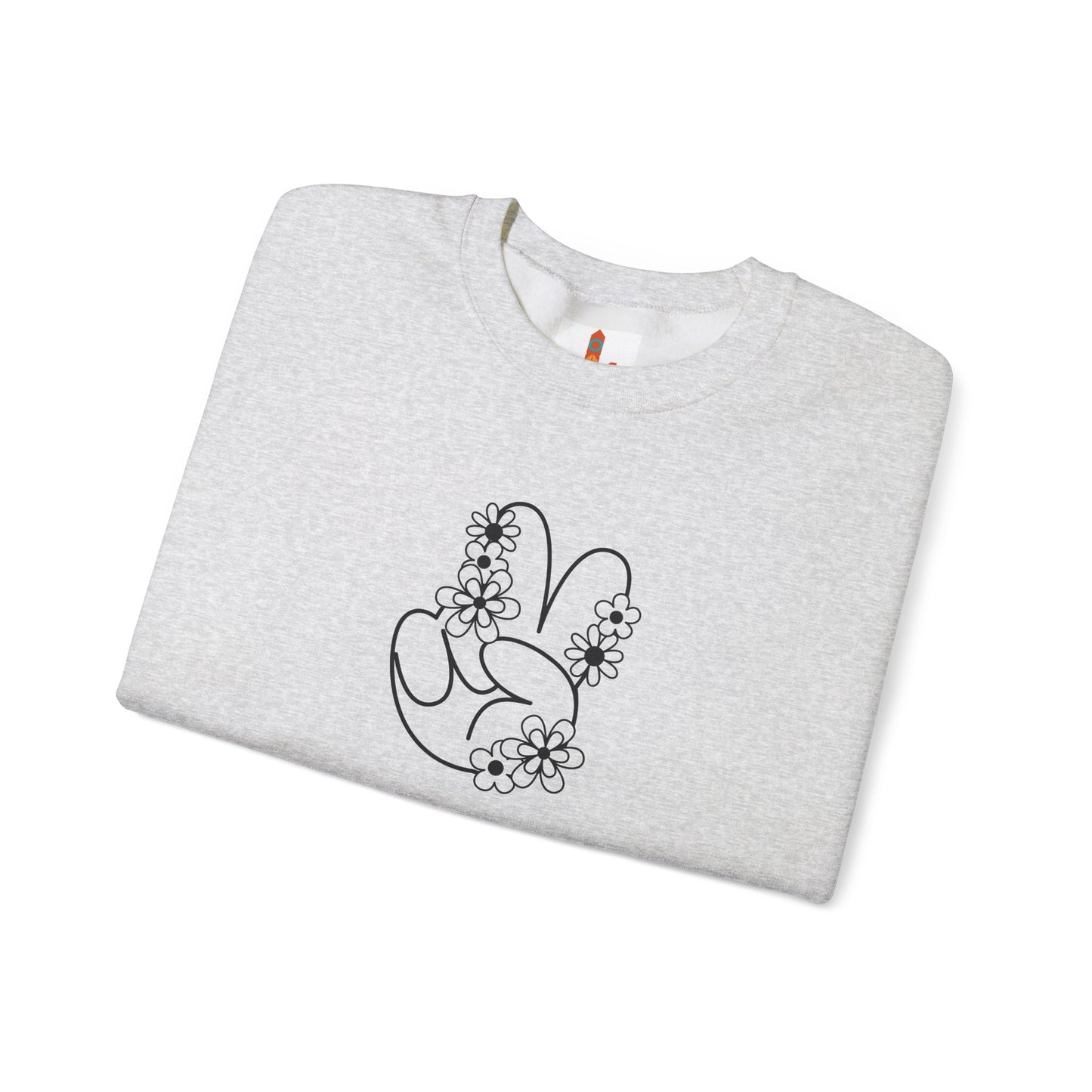 Black Peace Hand Sign with Flowers Sweatshirt
