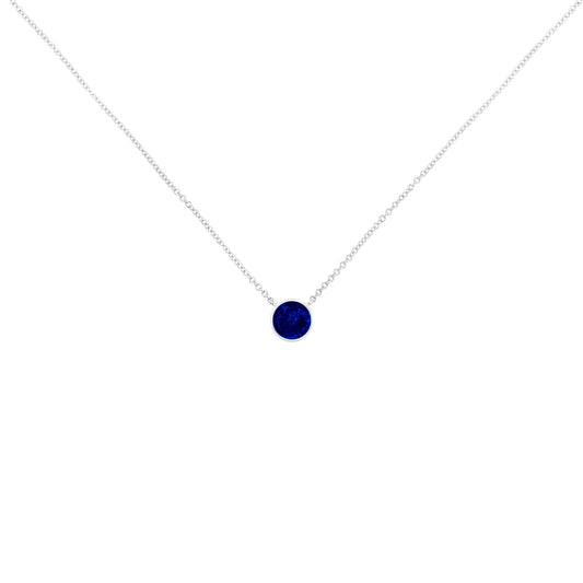 Cobalt Blue Solitaire Sapphire Necklace