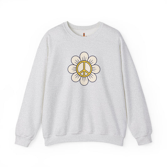 Yellow Peace Sign in a Flower Sweatshirt