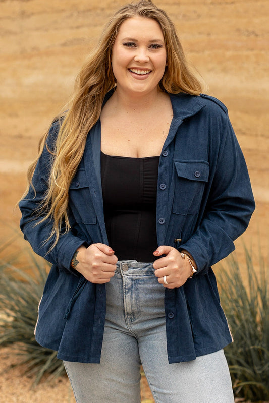 Corduroy Jacquard Knit Aztec Boho Jacket – Plus Size Western Charm