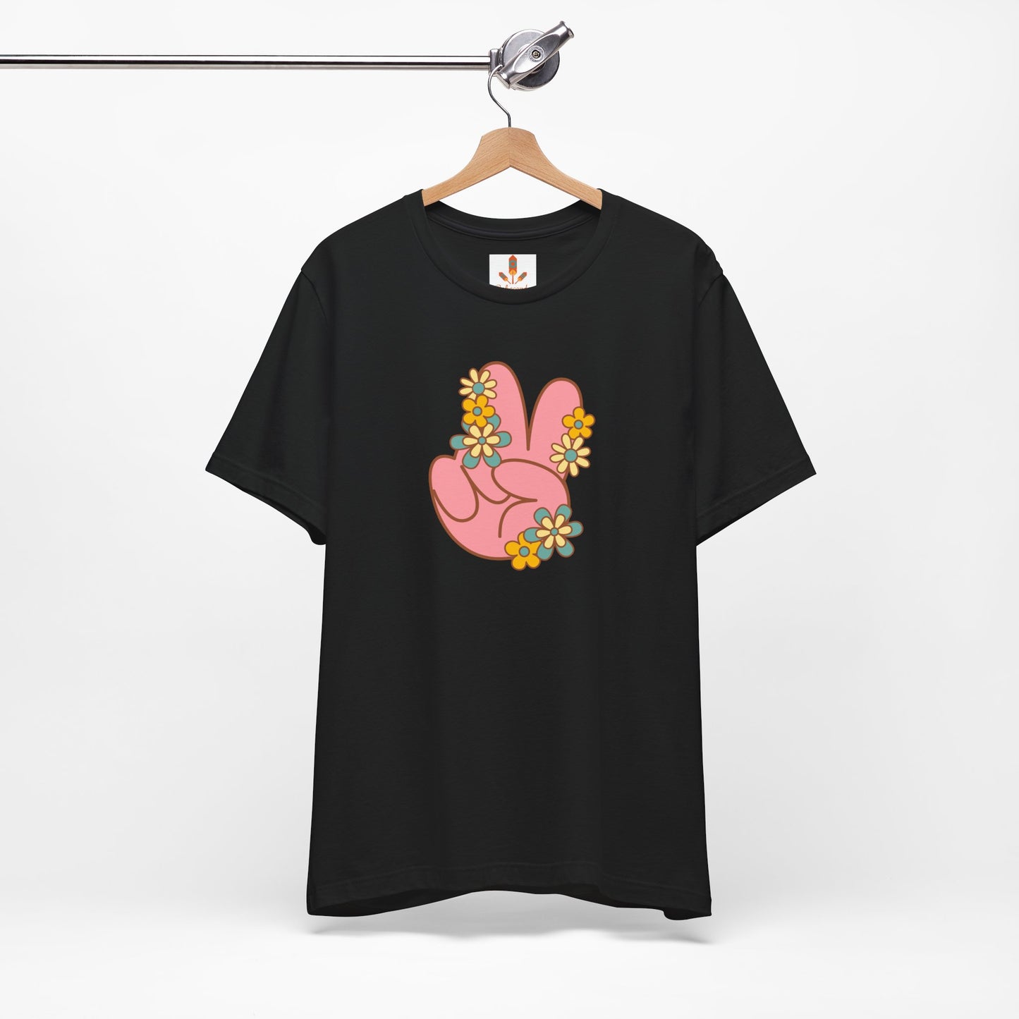 Peace Hand Sign with Flowers T-shirt