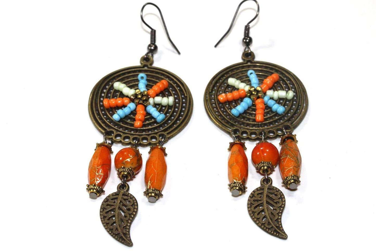 Dream Catcher Bead Work Earrings – Bohemian Dream