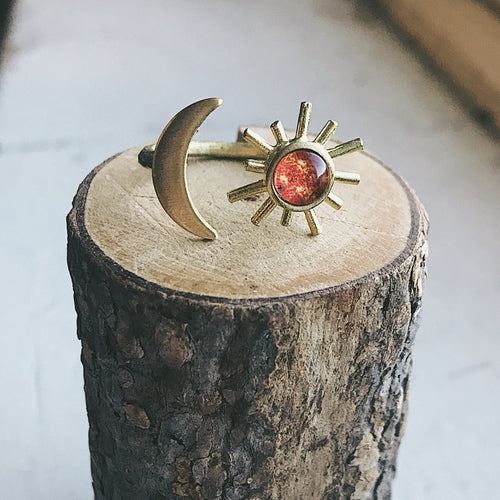 Sun and Moon Sculptural Boho Ring