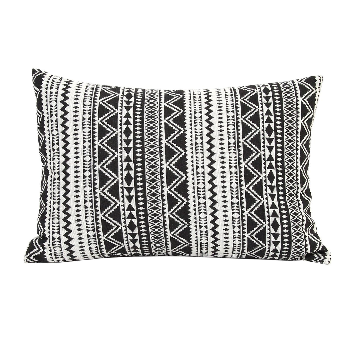 Modern Boho Black & White Stripe Lumbar Pillow (20")