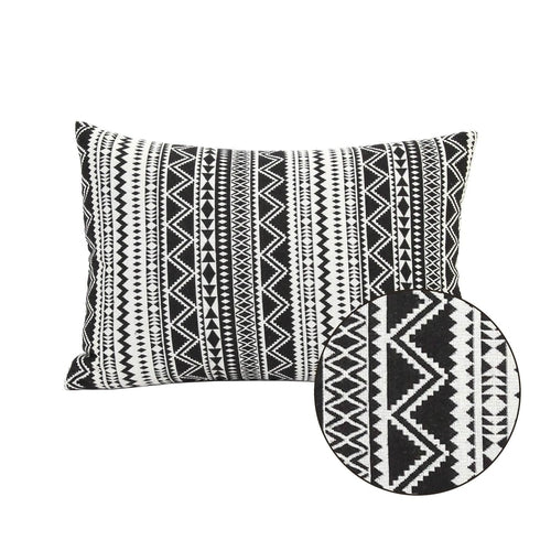 Modern Boho Black & White Stripe Lumbar Pillow (20")