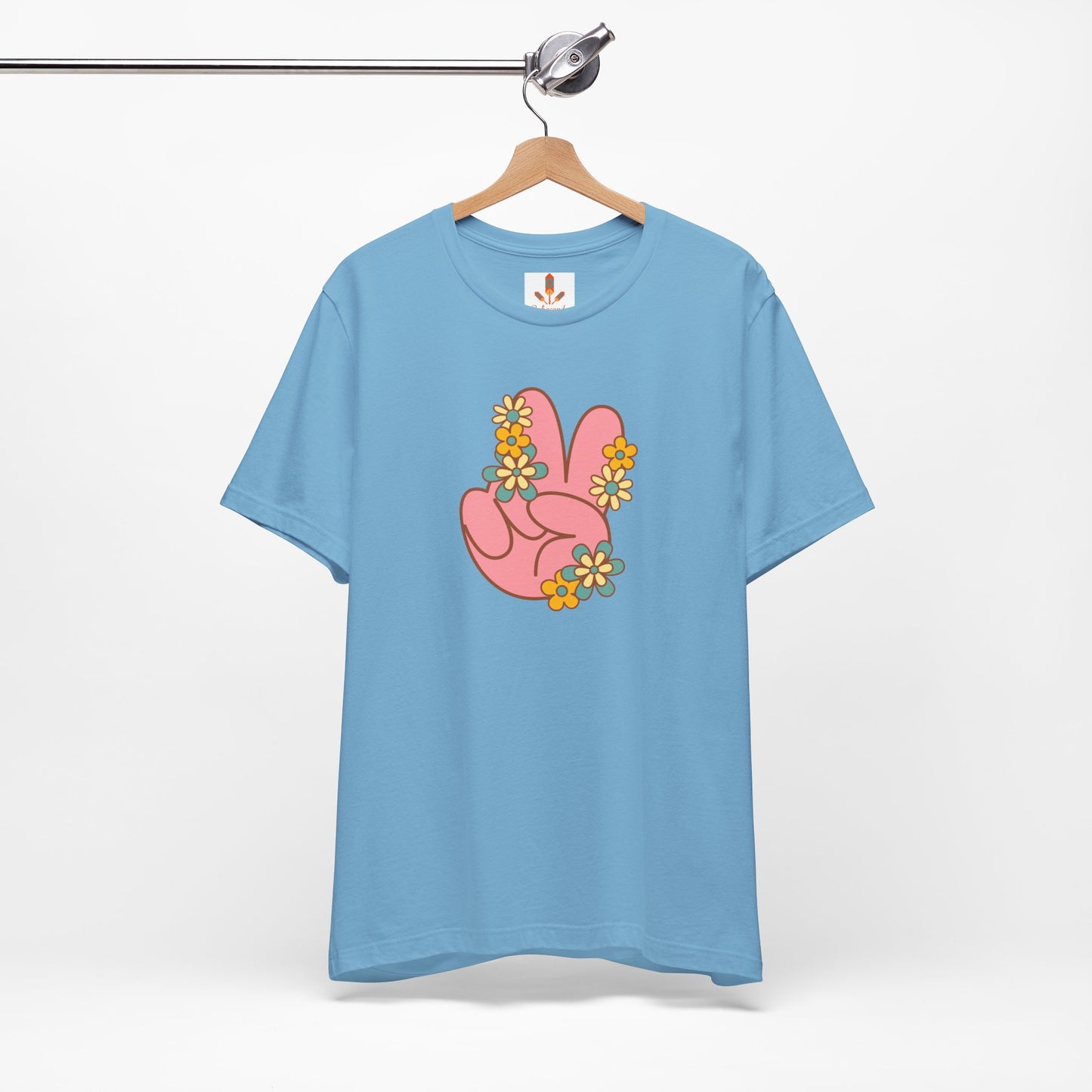 Peace Hand Sign with Flowers T-shirt