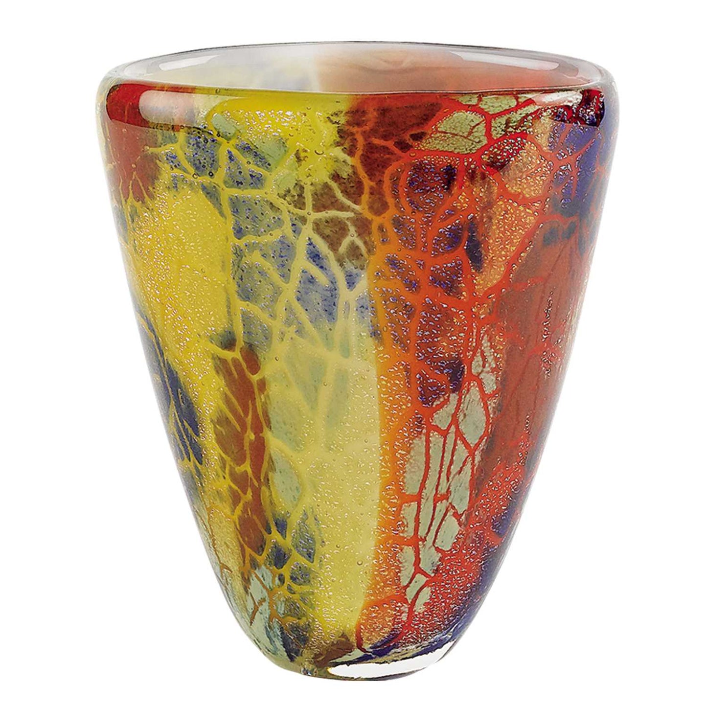 Multi-Color Art Glass Oval Vase