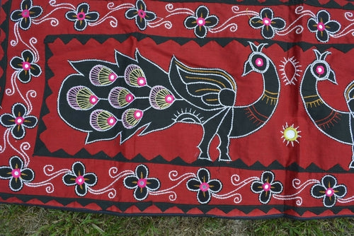 Mandala Upcycled Wall Hanging – Boho Appliqué Tapestry