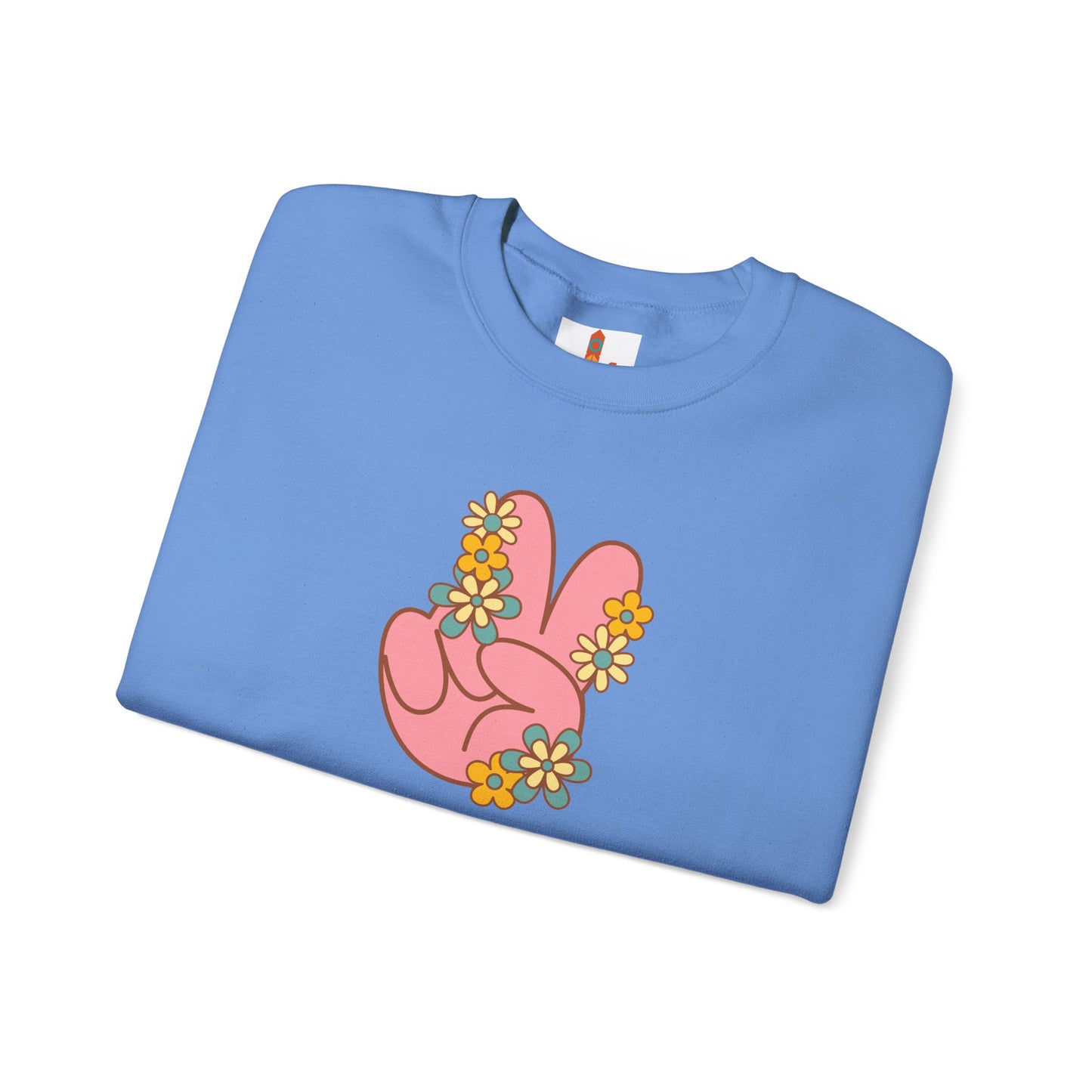 Peace Hand Sign with Flowers Sweatshirt