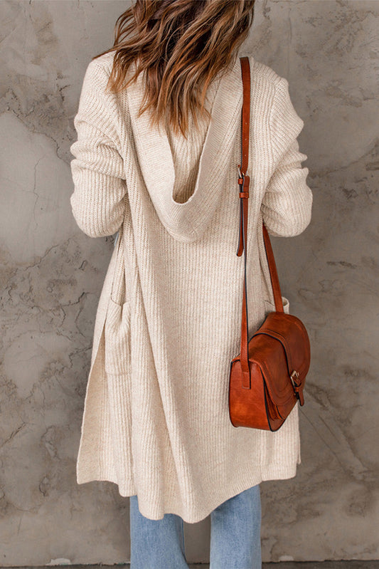 Hooded Knitted Cardigan – Women’s Boho Hooded Cardigan