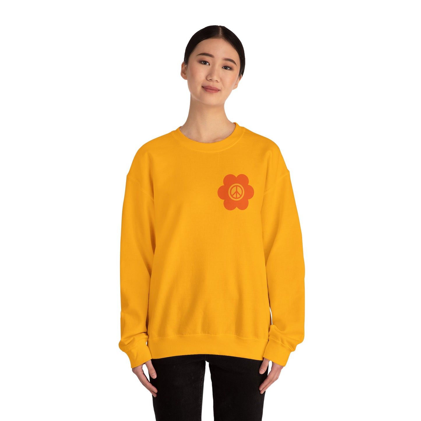 Peace Sign in Orange Flower Sweatshirt
