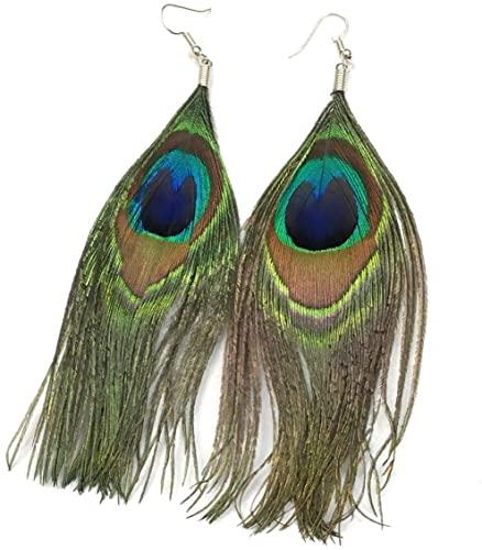 African Peacock Feather Earrings