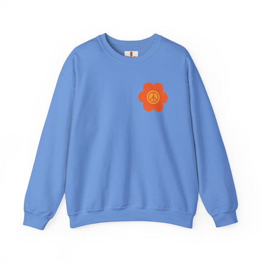 Peace Sign in Orange Flower Sweatshirt