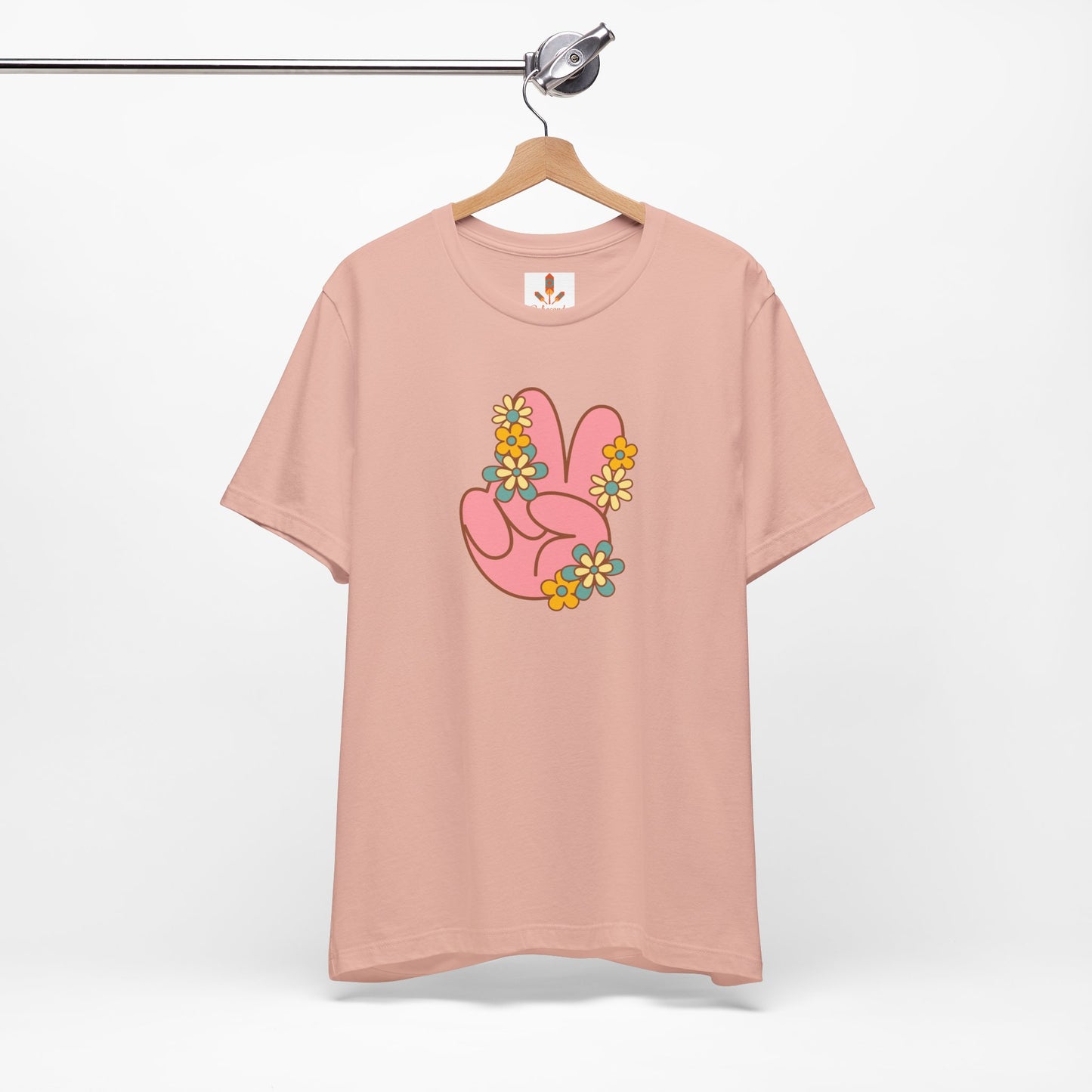 Peace Hand Sign with Flowers T-shirt