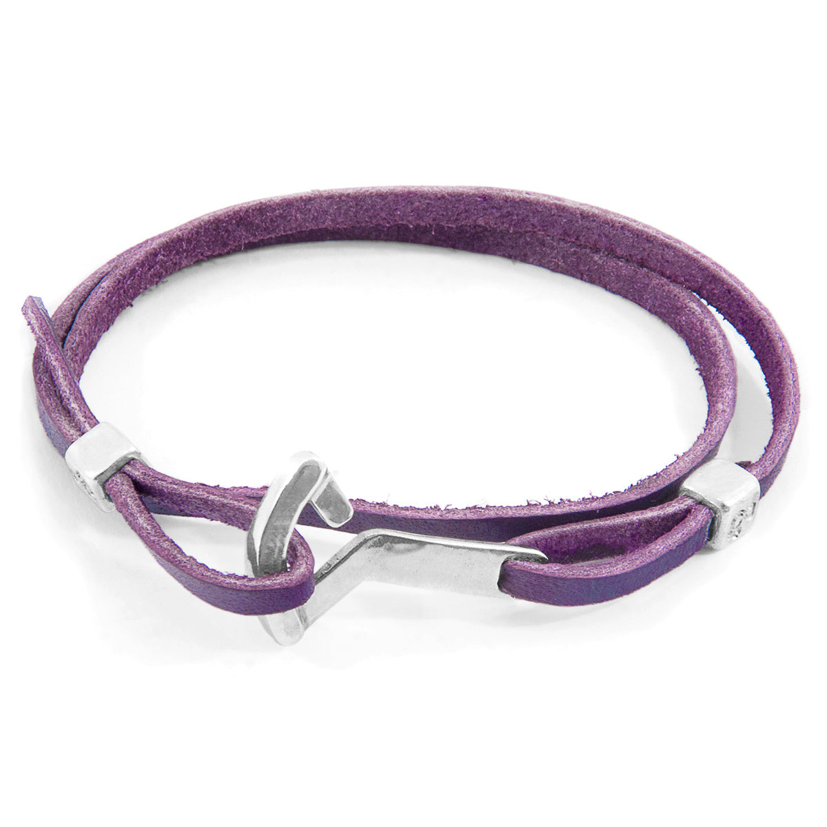 Purple Flyak Anchor Silver and Leather Bracelet