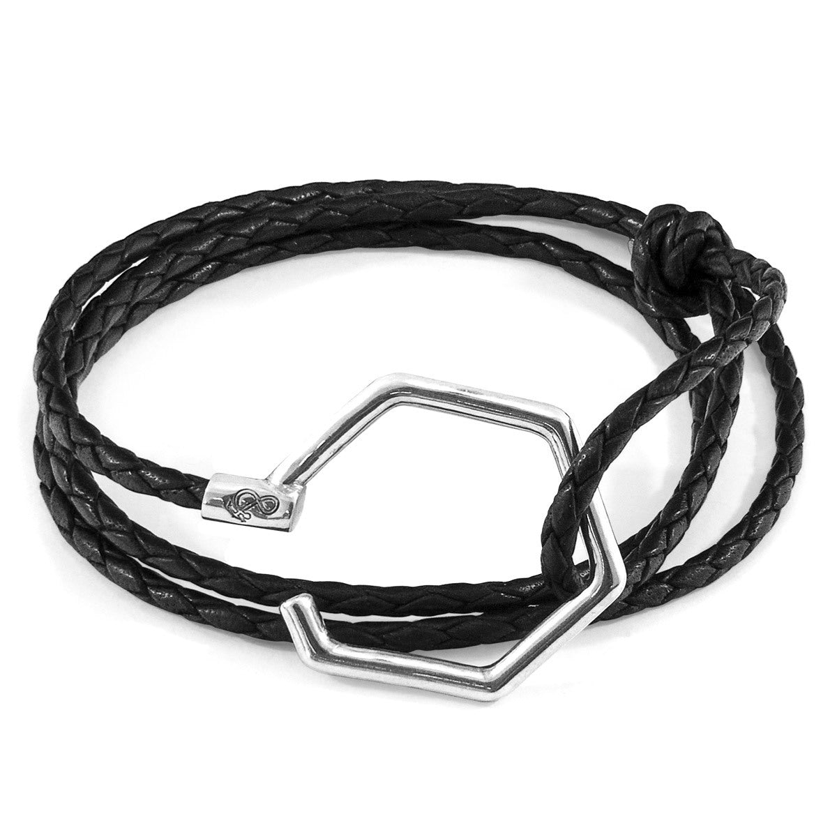 Coal Black Silver & Leather Bracelet
