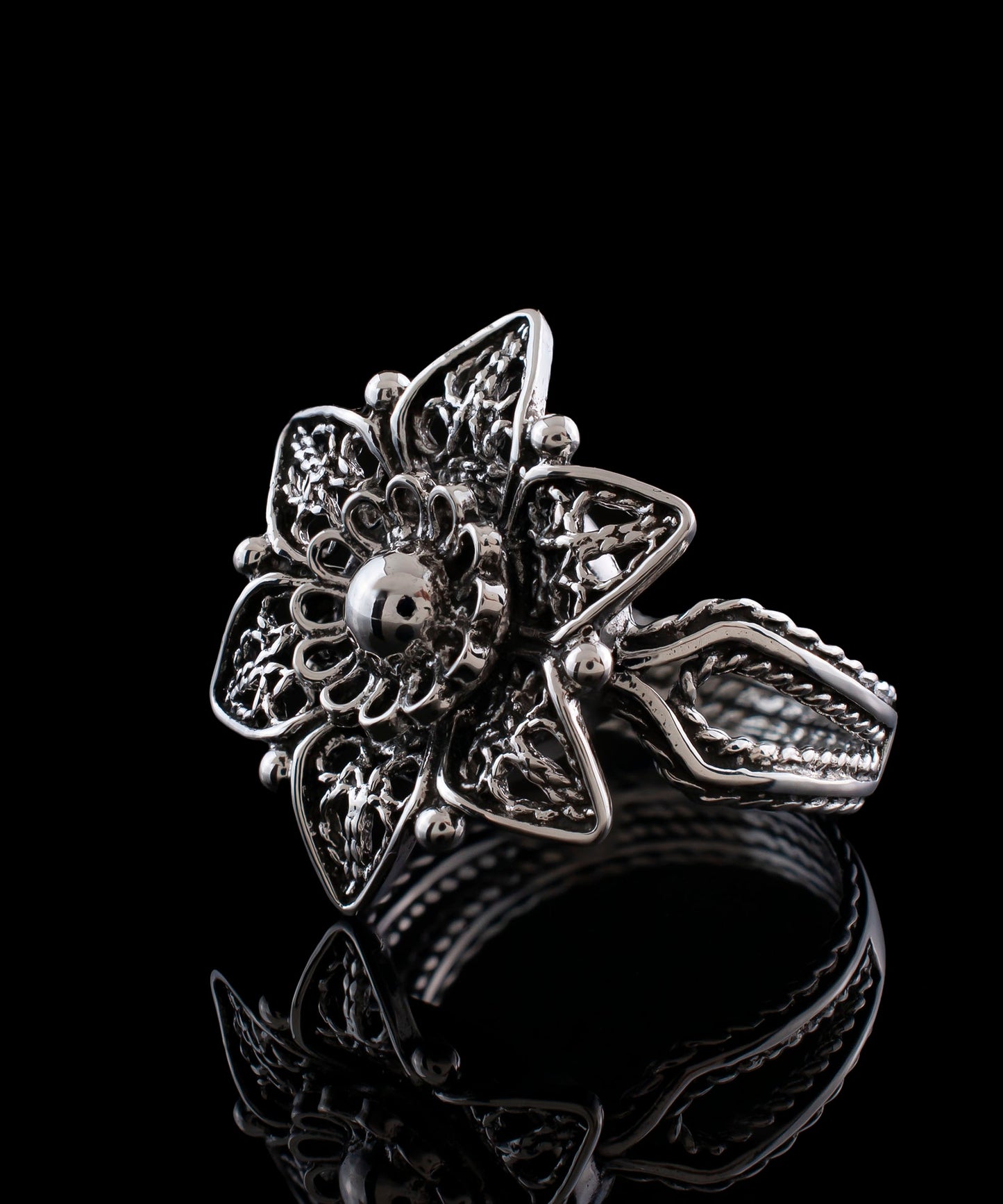 Filigree Lotus Flower Cocktail Ring