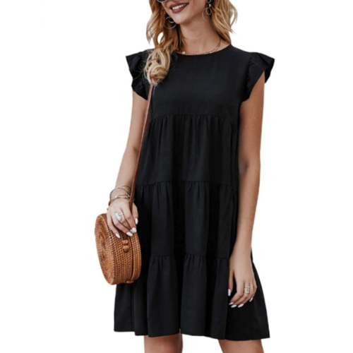 Women's Flowy Boho Dress with Cap Sleeves – Effortless Bohemian Elegance