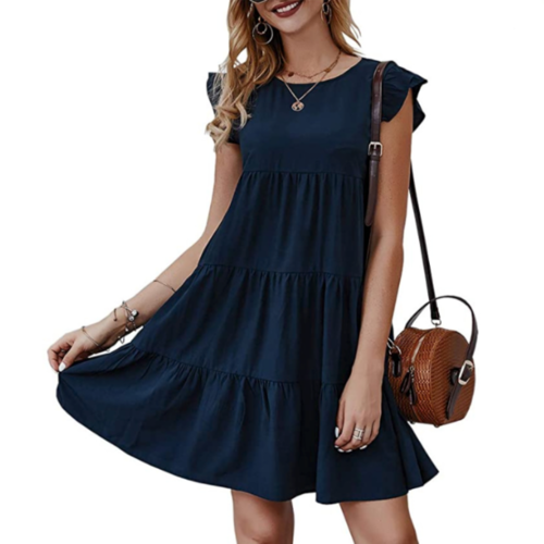 Women's Flowy Boho Dress with Cap Sleeves – Effortless Bohemian Elegance
