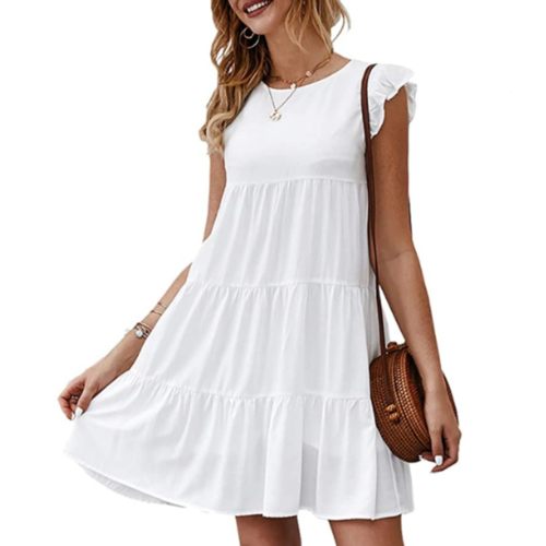 Women's Flowy Boho Dress with Cap Sleeves – Effortless Bohemian Elegance