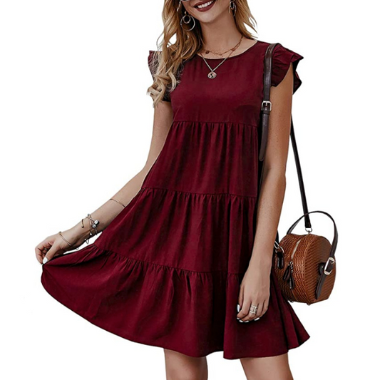 Women's Flowy Boho Dress with Cap Sleeves – Effortless Bohemian Elegance