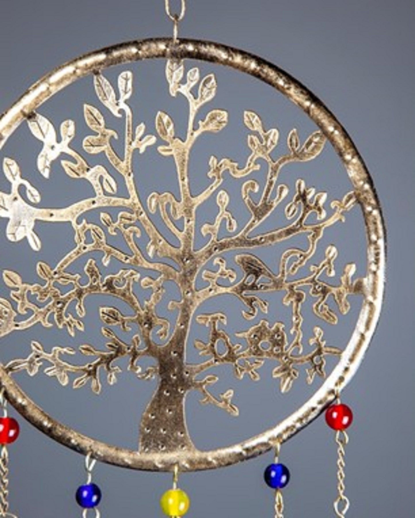 Tree of Life Chime with Colored Glass and Brass Bells