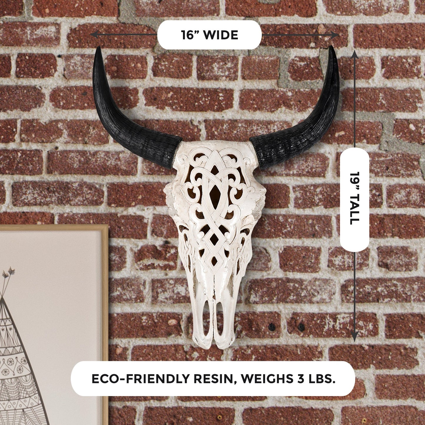 Carved Faux Buffalo Skull – Bohemian Décor