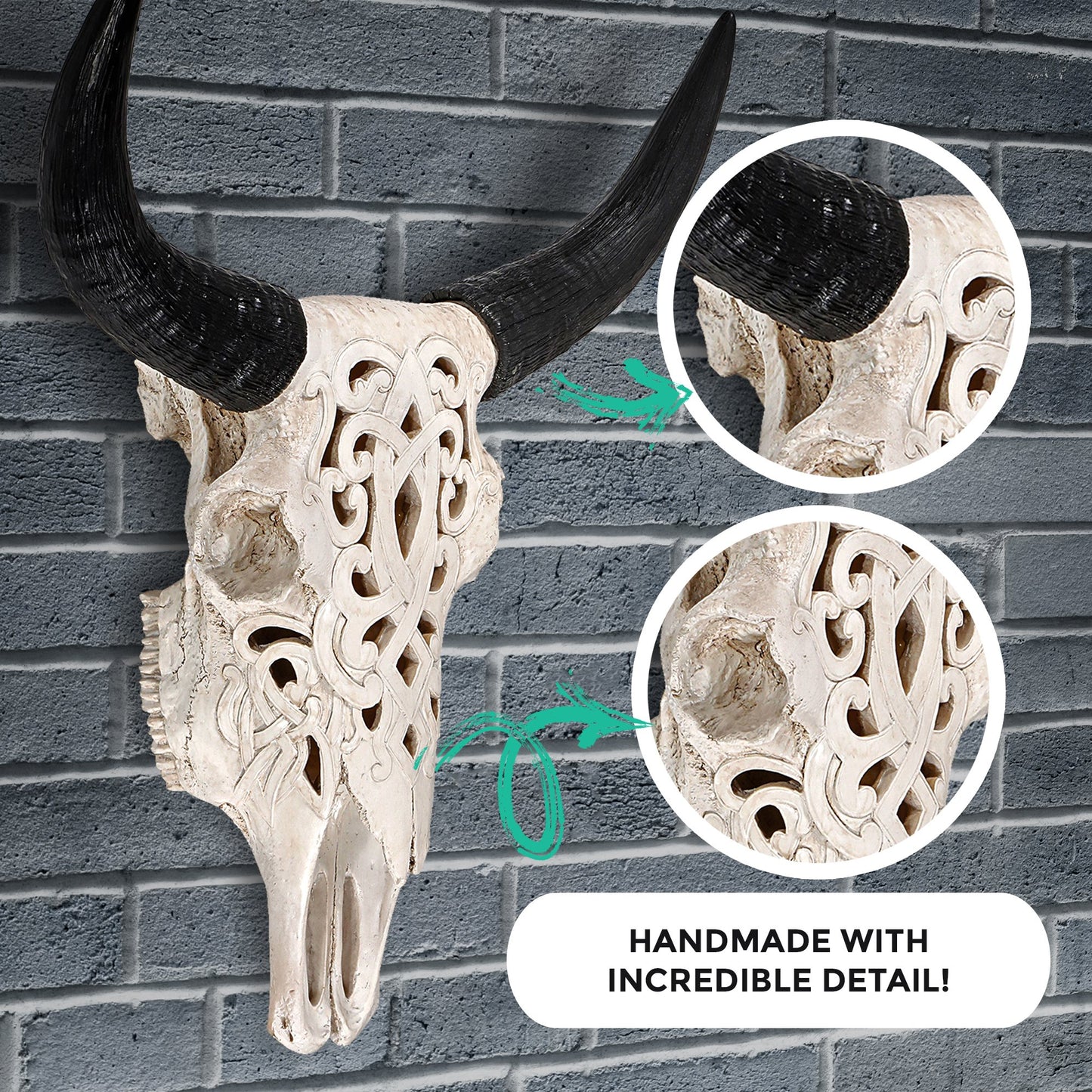 Carved Faux Buffalo Skull – Bohemian Décor