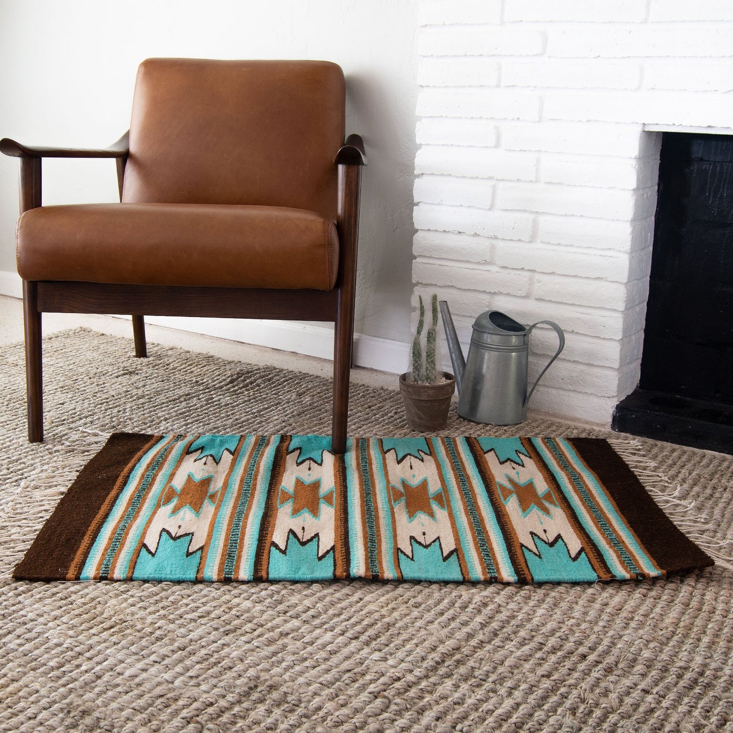 Monte Alban Native American Turquoise Rug