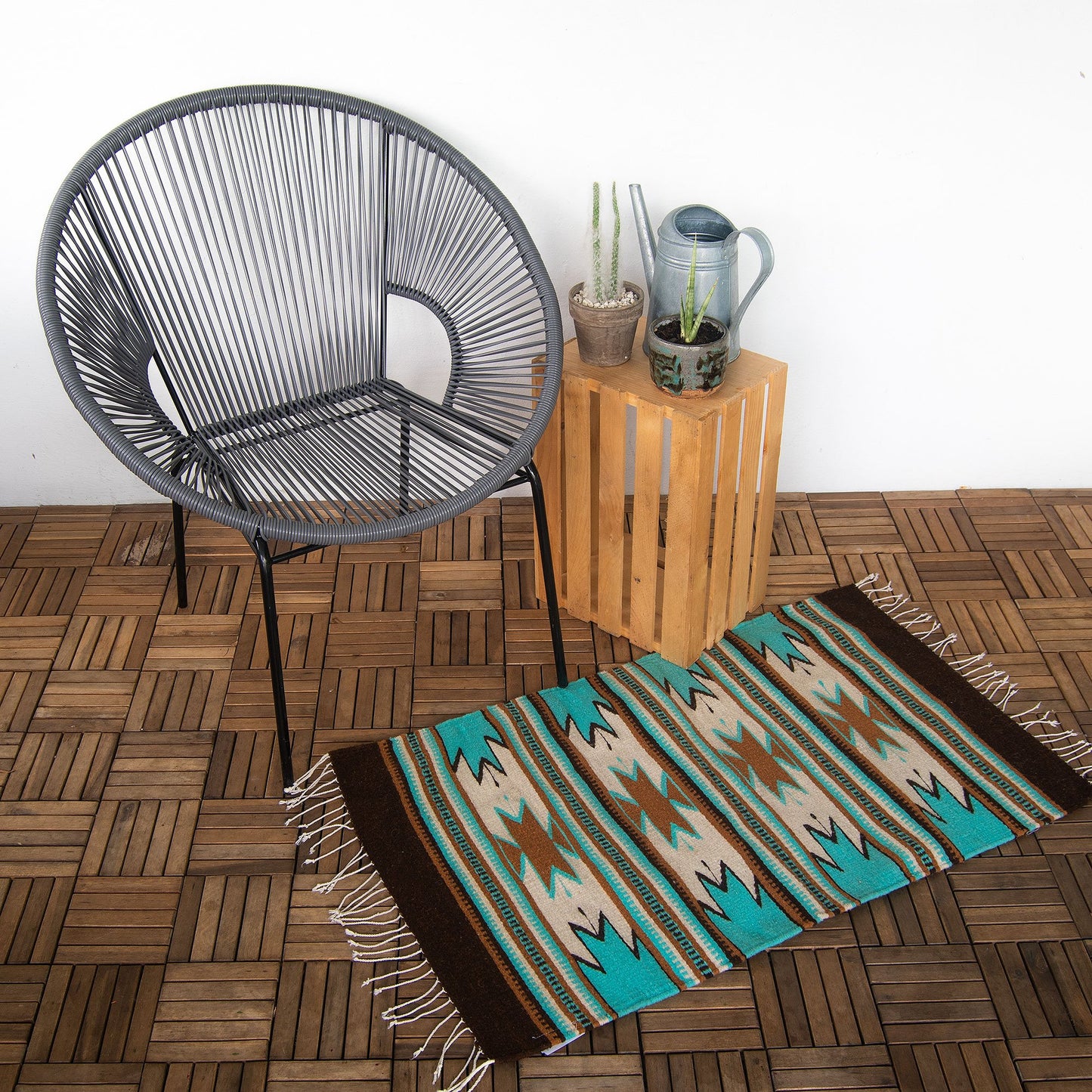 Monte Alban Native American Turquoise Rug