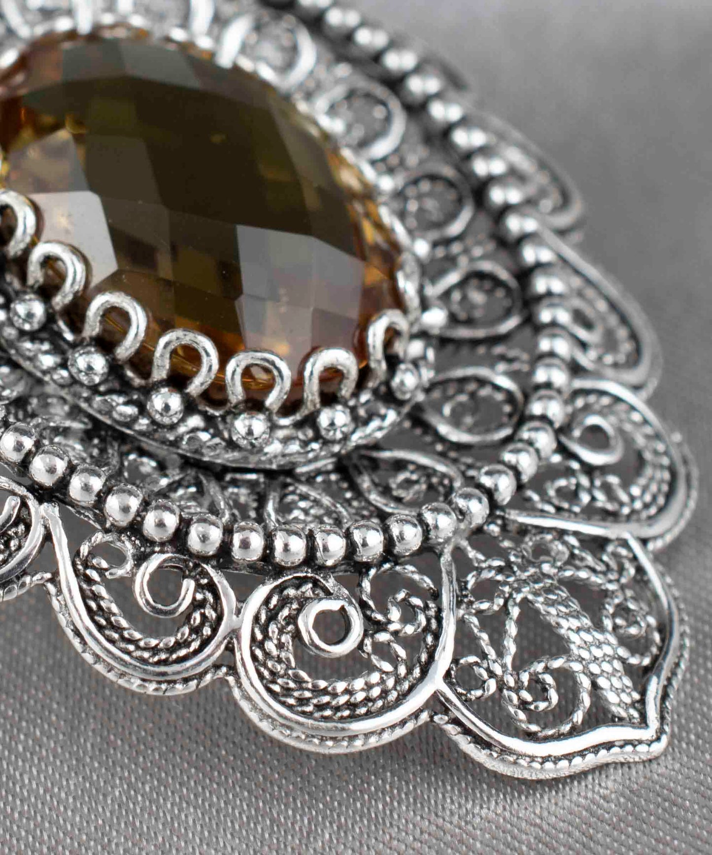 Filigree Art Alexandrite Floral Pendant Necklace