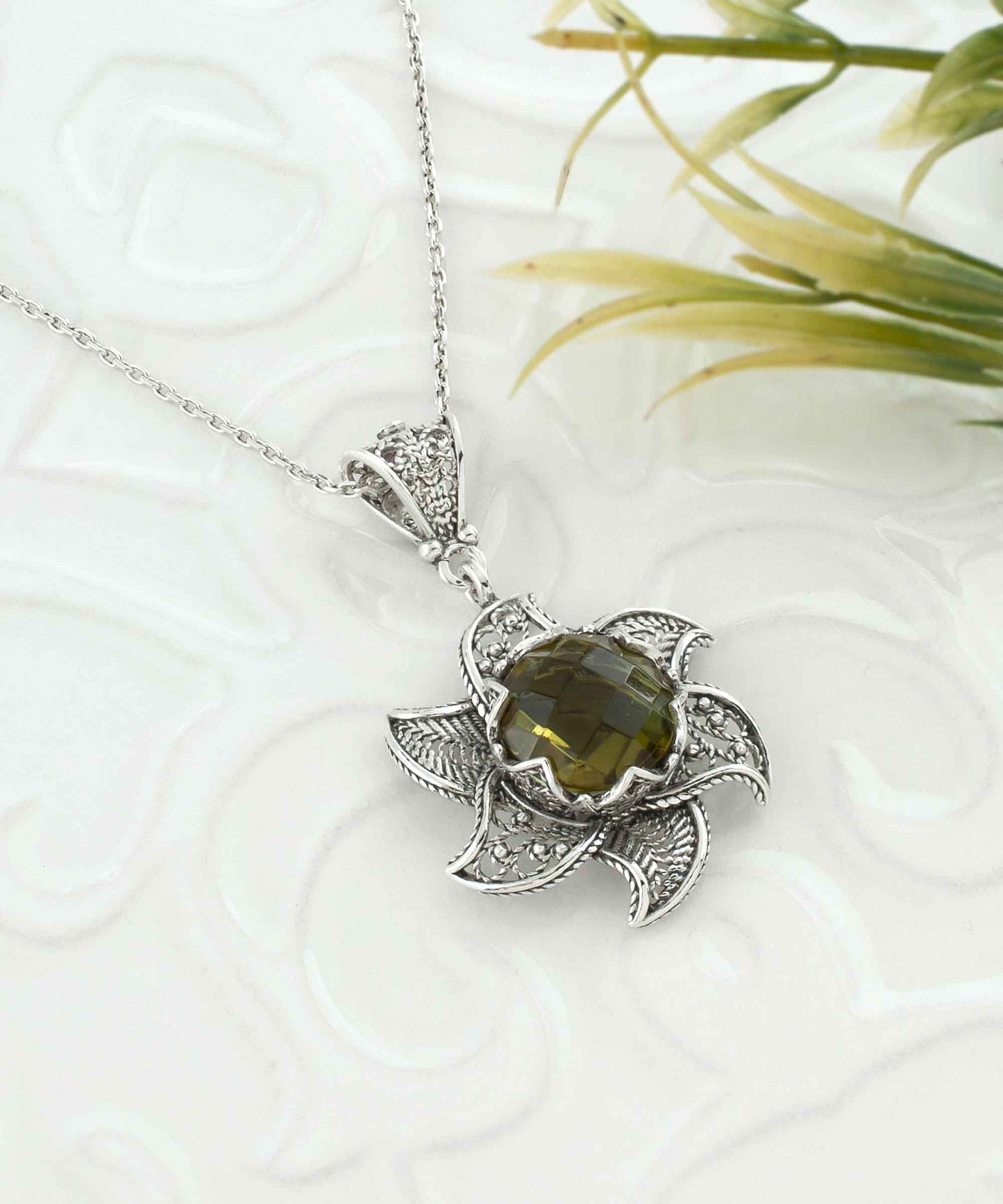 Alexandrite Lotus Flower Necklace