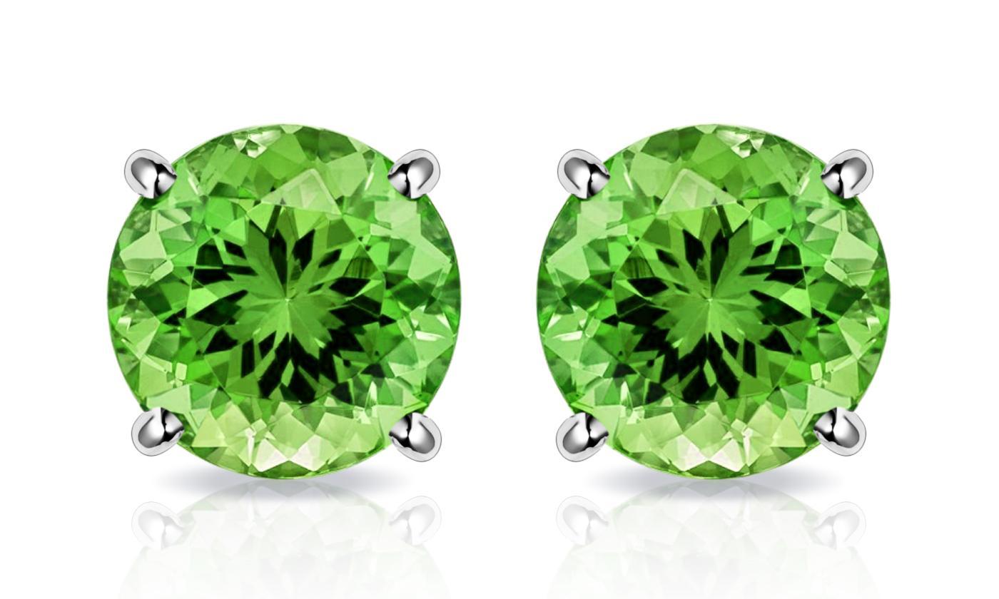 Peridot Created Crystal Stud Earrings