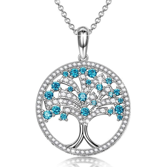 Tree of Life Necklace with Blue Accents