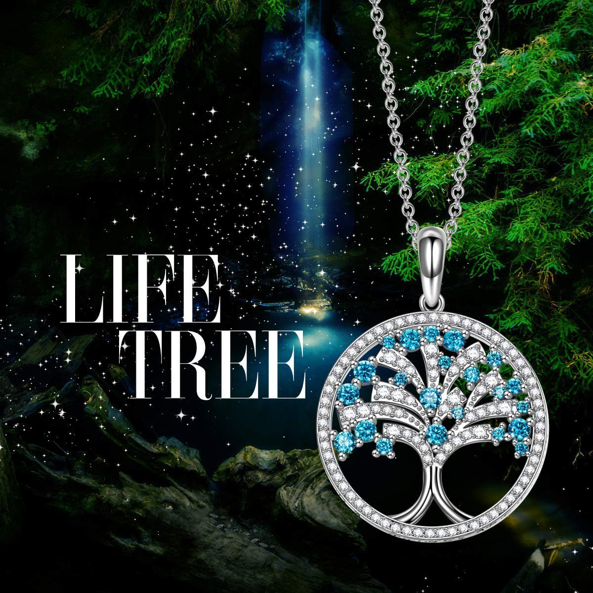 Tree of Life Necklace with Blue Accents