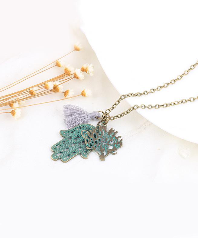 Hamsa & Tree of Life 18K Gold Plated Necklace