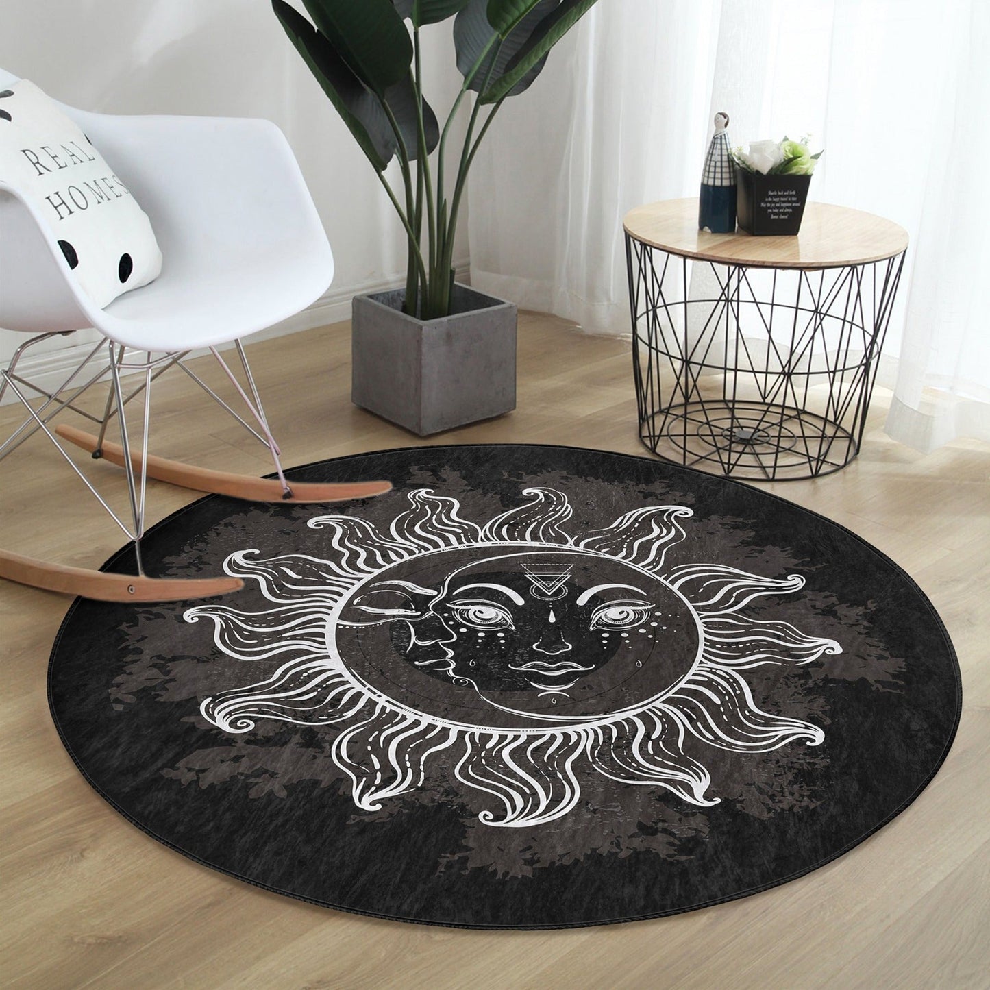 Bohemian Home Decor Sun Pattern Round Rug