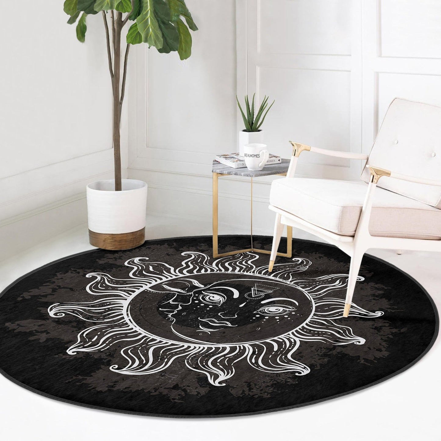 Bohemian Home Decor Sun Pattern Round Rug