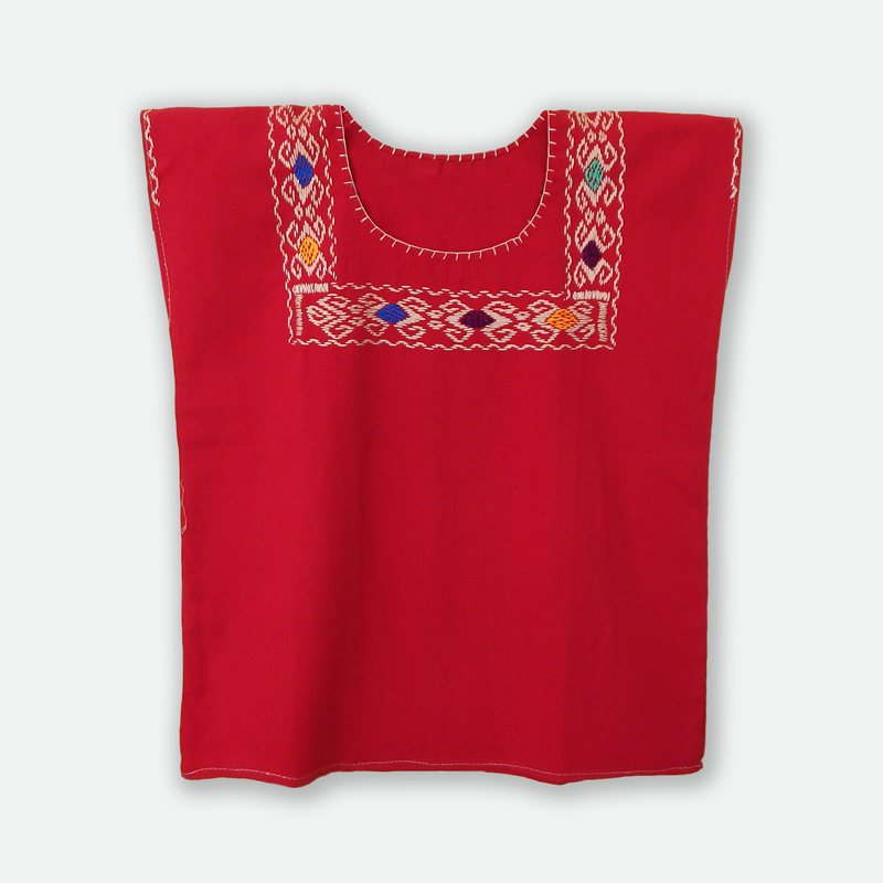 Red Huipil Blouse – Hand-Stitched Bohemian Top